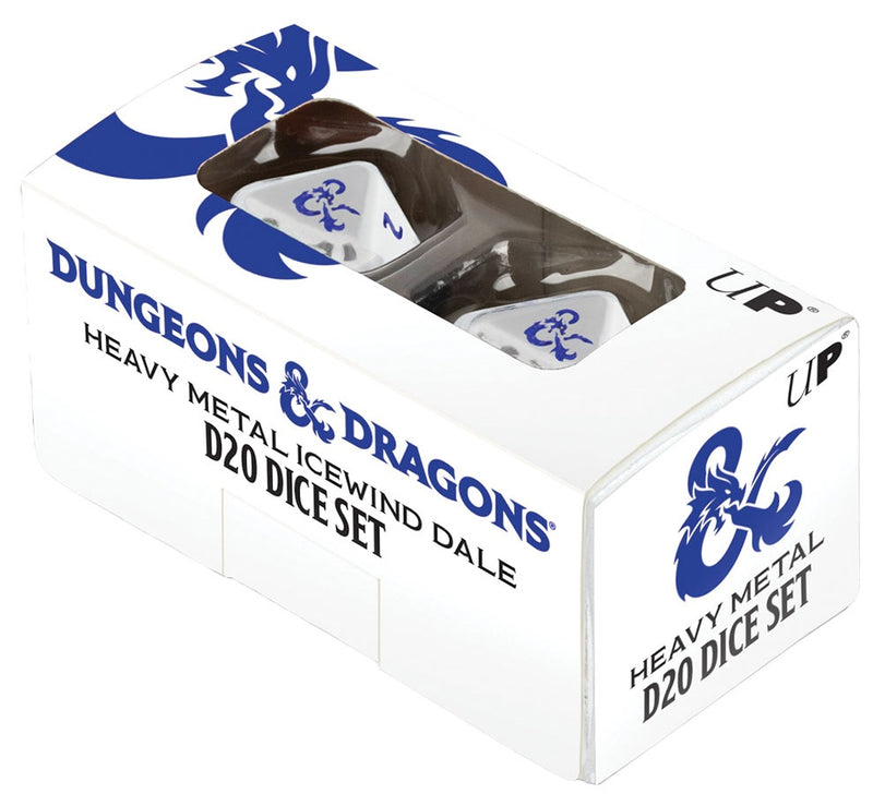 Dungeons and Dragons RPG: Icewind Dale - Heavy Metal - D20 White and Blue Dice Set (2)