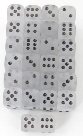 12mm D6 Dice Block (36) - Frosted Clear/Black